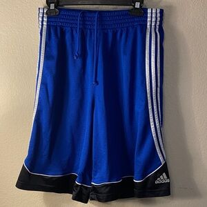 adidas Royal Blue Athletic Shorts with Black Hem and White Stripes